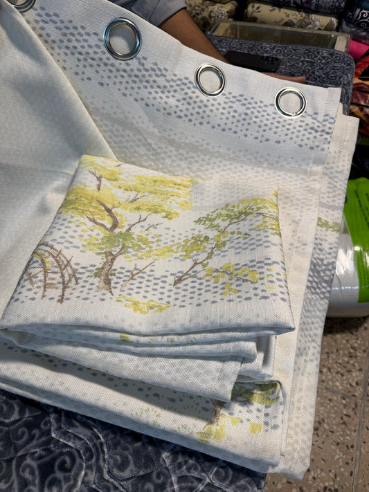 ✨ Digital Print Curtains – Aesthetic White Design ✨pair Set of 2 Pieces